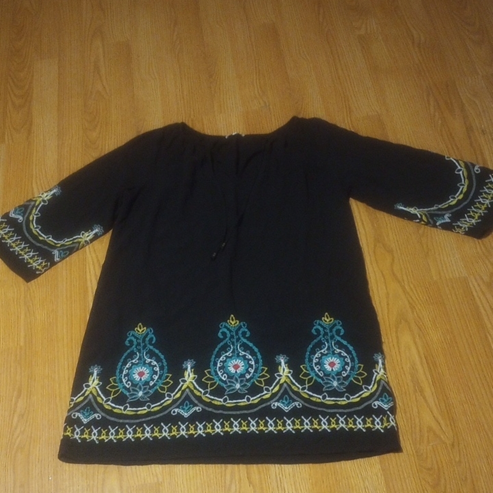 Embroidered Black Dress